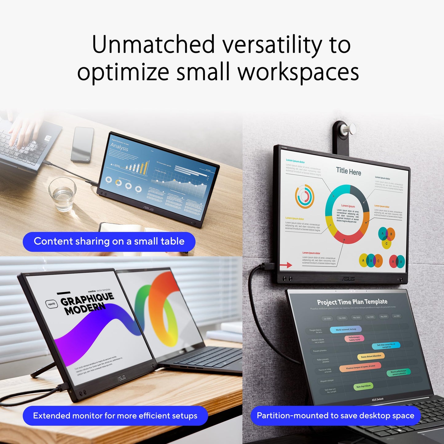 ASUS ZenScreen 16” Portable USB Monitor (MB169CK) - Full HD, IPS, Dual USB-C, Mini-HDMI, Eye Care, Flicker Free, Blue Light Filter, Anti-Glare Surface, 360° Kickstand, 3 yr Warranty