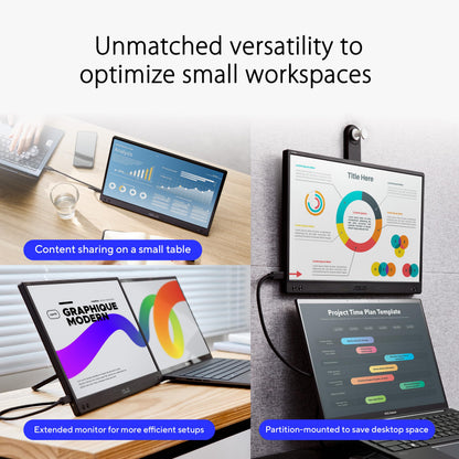 ASUS ZenScreen 16” Portable USB Monitor (MB169CK) - Full HD, IPS, Dual USB-C, Mini-HDMI, Eye Care, Flicker Free, Blue Light Filter, Anti-Glare Surface, 360° Kickstand, 3 yr Warranty