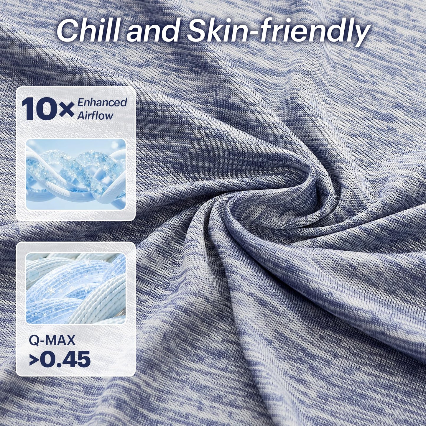 OMERAI 3 Piece Cooling King Size Sheet Set, Bed Sheets Set with 1 Fitted Sheet & 2 Pillowcases, Breathable Cool-to-Touch Fabric, Soft Smooth Deep Pockets Bed Sheets for Summer, Blue