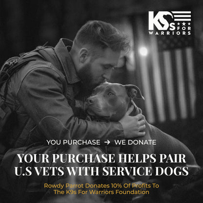 Rowdy Parrot Spartan StormSilk™ Tactical Rubber Bracelet with Stainless Steel USA Flag & Magnetic Closure - Supports Pairing Military Veterans & K-9 Dog Companions