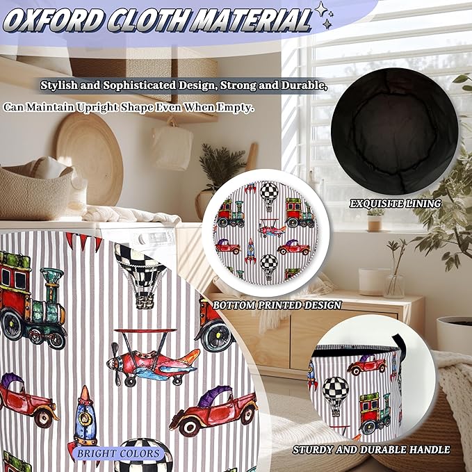 Personalize Cars Printed Laundry Basket Oxford Cloth Foldable Funny Laundry