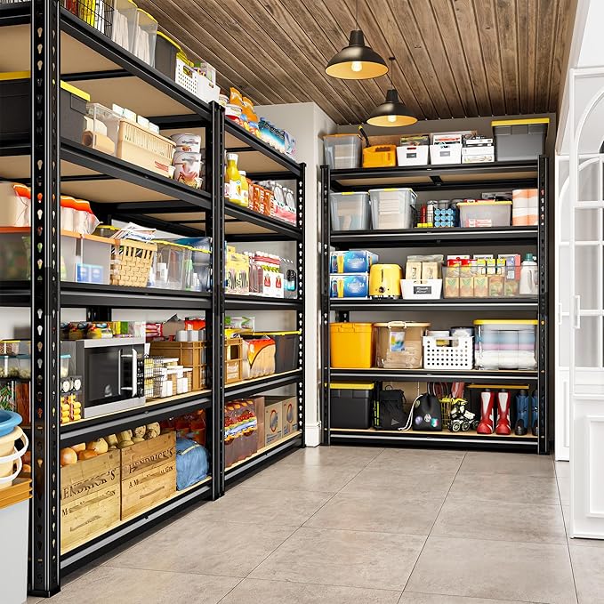 REIBII 2400LBS Garage Shelving Heavy Duty 5 Tier Storage Shelves Adjustable Garage Shelves, Utility Rack Shelf, Shelving Units for Storage Warehouse Pantry Closet, 35.5" W x 11.9" D x 72" H, 2 Pack