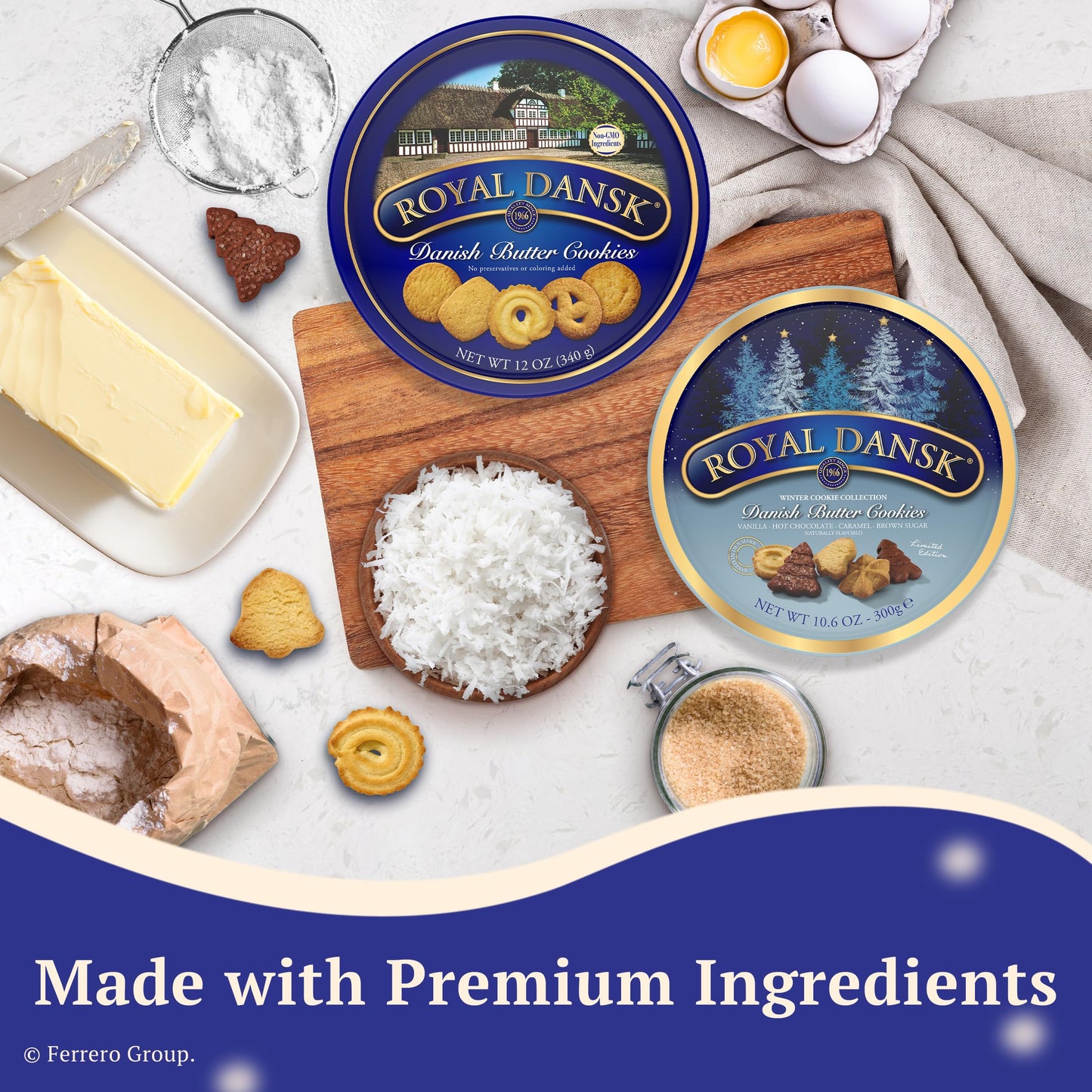 Royal Dansk Danish Butter Cookies, Holiday Cookie 4 Pack, Gift Tin, 45.2 oz