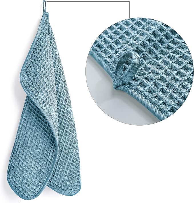 POLYTE 430 GSM Microfiber Lint Free Washcloth Face Towel, 13 x 13 in, 4 Pack
