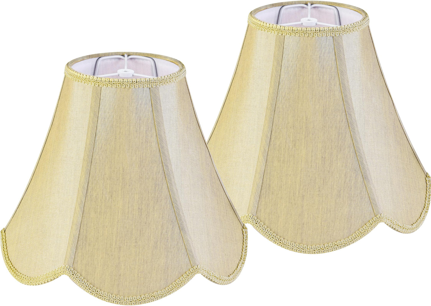 GO&SO Gold Lamp Shade Medium Bell Lamp Shades 2pc Edge Petal Braid Design Scalloped Lamp Shade,6"Top x 13"Bottom x 10.6"Vertical Height (Spider) Replacement Lampshades for Table Lamps - Easy Assembly
