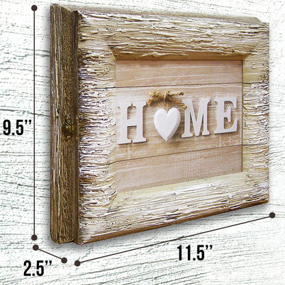 Key Holder Hooks Framed Canvas Artwork Wall Art - Home Decor Accent Secret Box for Keys 9.5x11.5 inches, Gray