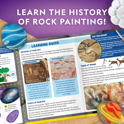 Blue Marble National Geographic Glow in The Dark Rock Painting Kit - Arts & Crafts Kit for Kids, Decorate 15 River Rocks with 15 Paints & Art Supplies, Kids Craft