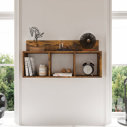Danya B. Modern 3 Cube Floating Wall Shelf with Display Ledge - Easy to Hang Wall Mounted Triple Cubby Shelf (Aged Pine)