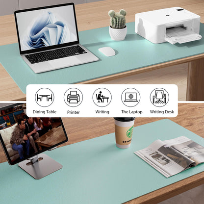 Aothia Leather Desk Pad Protector, Mouse Pad, Office Desk Mat, Non-Slip PU Leather Desk Blotter, Laptop Desk Pad, Waterproof Desk Writing Pad for Office and Home (Light Blue,31.5" x 15.7")