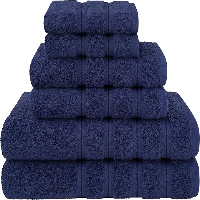 American Soft Linen Luxury 6 Piece Towel Set, 2 Bath Towels 2 Hand Towel 2