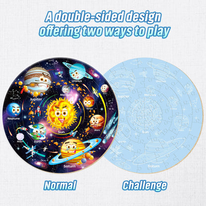 SYNARRY Giant Solar System Floor Jigsaw Puzzle for Kids 3 4 5 6 7 8 Year Olds, 70 Piece Big Round Space Planets Astronaut Jigsaw, Space Toys Gifts for Toddlers Children Boys Girls