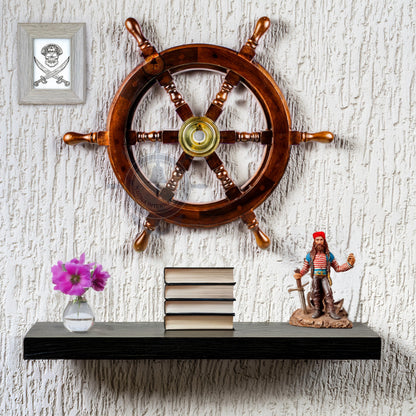 Nagina International Premium Nautical Handcrafted Wooden Ship Wheel | Pirate's Wall Home Decor & Gifts (16 Inches, Dark Rosewood)