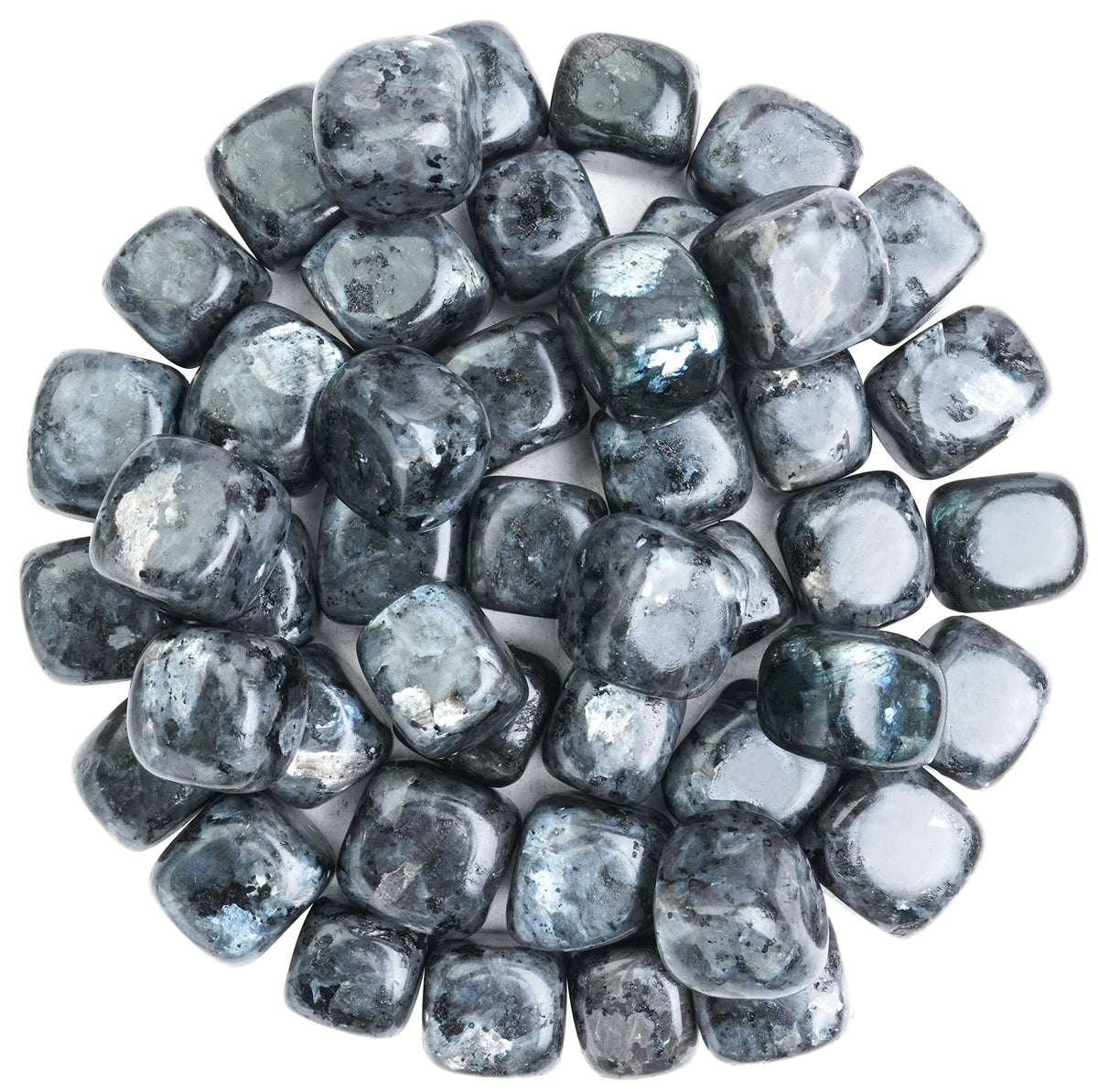 ZAICUS 1lb Larvikite Tumbled Stones | Polished Crystals Healing | Natural Stones | Feng Shui | Chakra Balancing | Good Luck | Reiki Gift | Home Decor | Size 20-25 mm
