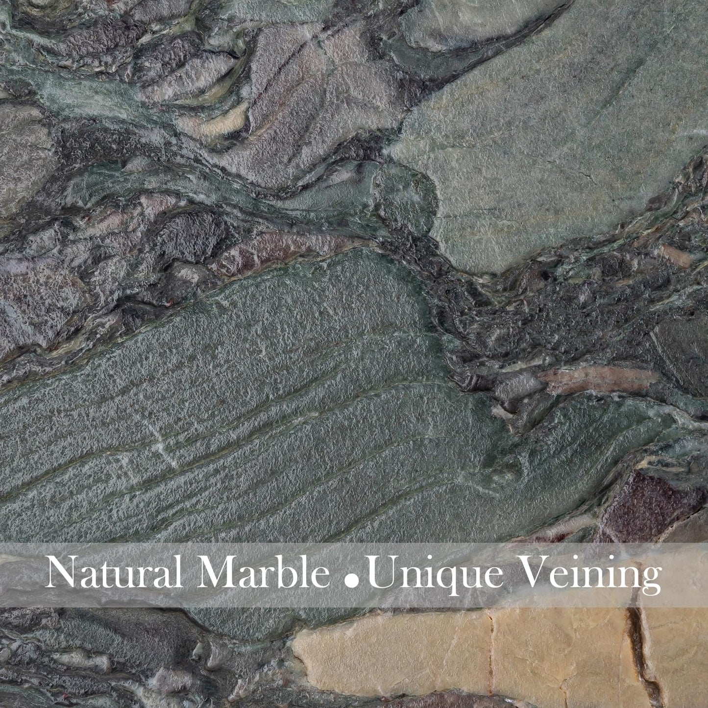 Natural Marble Decorative Wall Art Home Decor for Living Room Abstract Stone Painting Bedroom Aesthetic Office Farmhouse Fall Heavy Texture Picture Framed 14x14 inch Four Seasons Green