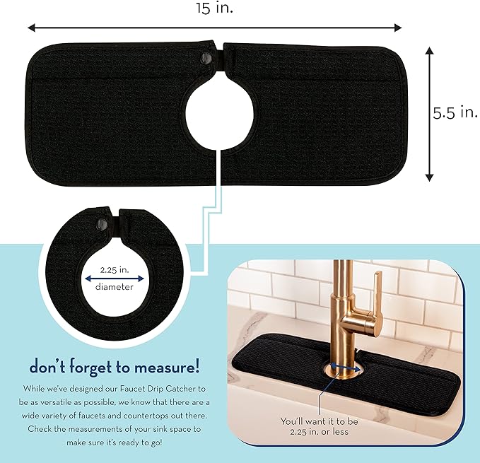 S&T INC. Microfiber Kitchen Faucet Sink Mat Drip and Splash Catcher