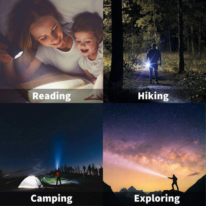 JARDLITE LED Emergency Handheld Flashlight, 4 Pack, Adjustable Focus, Water Resistant with 5 Modes, Best Tactical Torch for Hurricane, Camping, Dog Walking