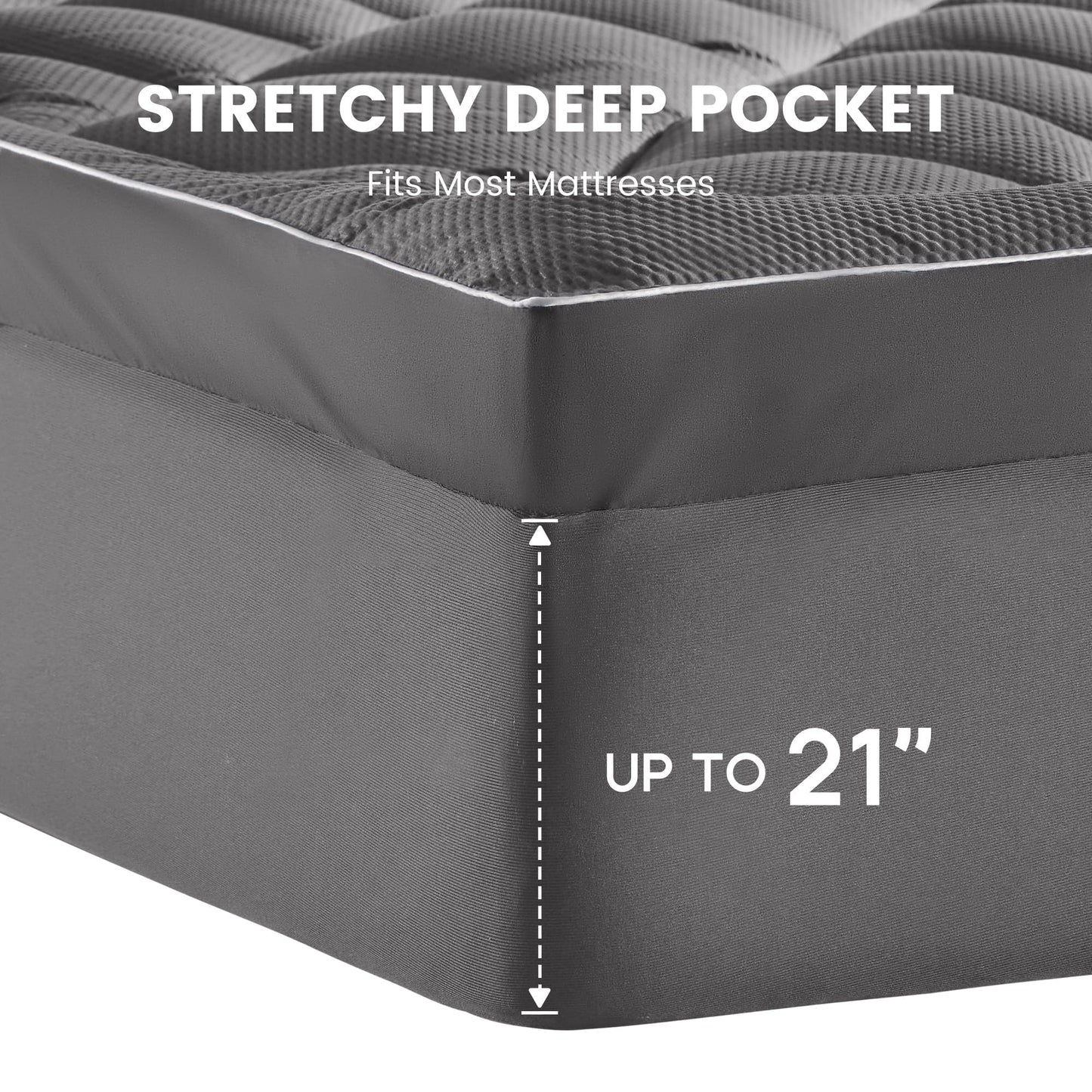 SLEEP ZONE Extra Thick Full Mattress Topper for Back Pain, Plush Breathable Thick Mattress Pad Cover, Down Alternative Soft Bed Topper with Elastic Fitted Deep Pocket