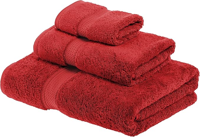 SUPERIOR Egyptian Cotton Pile 3 Piece Towel Set, Includes 1 Bath, 1 Hand