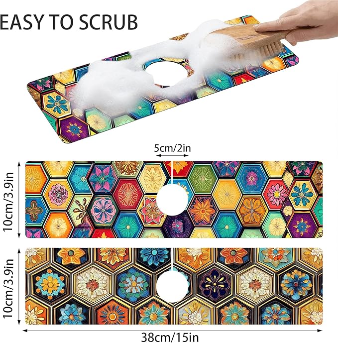 Bimkole 2 PCS Faucet Absorbent Mat, Kitchen Faucet Sink Splash Guard Wraparound