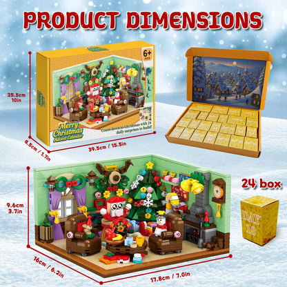 Rubypop Advent Calendar Building Blocks, 24 Day Christmas Countdown Kit with 669PCS Bricks Set,Santa Sleigh Christmas Tree Xmas Friends Room Holiday Decorations Gifts for Kids Boys Girls
