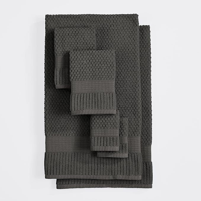 NY Loft 100% Cotton 6 Piece Bath Towel Set | Grey Towels | Oeko-TEX® Standard