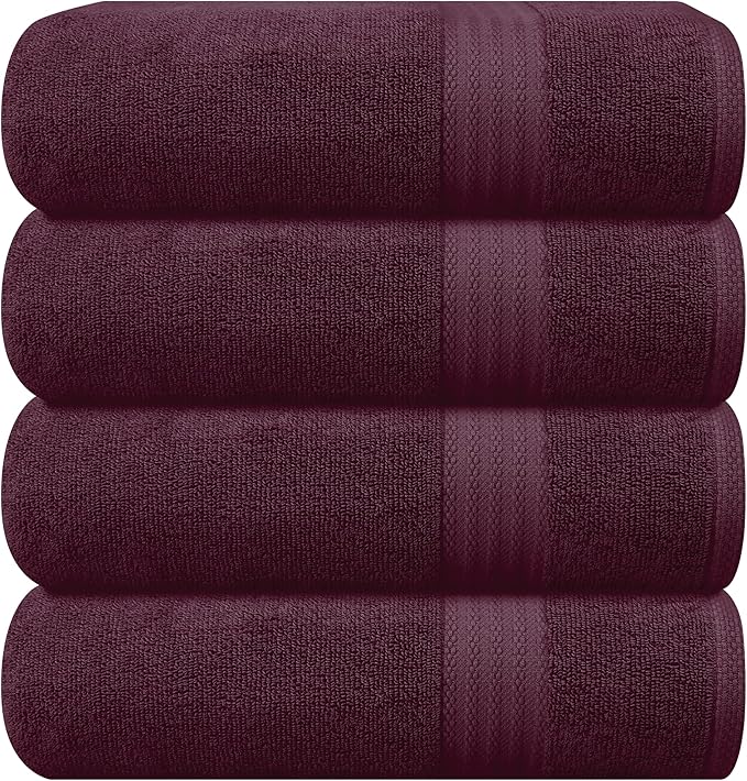 GLAMBURG Premium Cotton 4 Pack Bath Towel Set