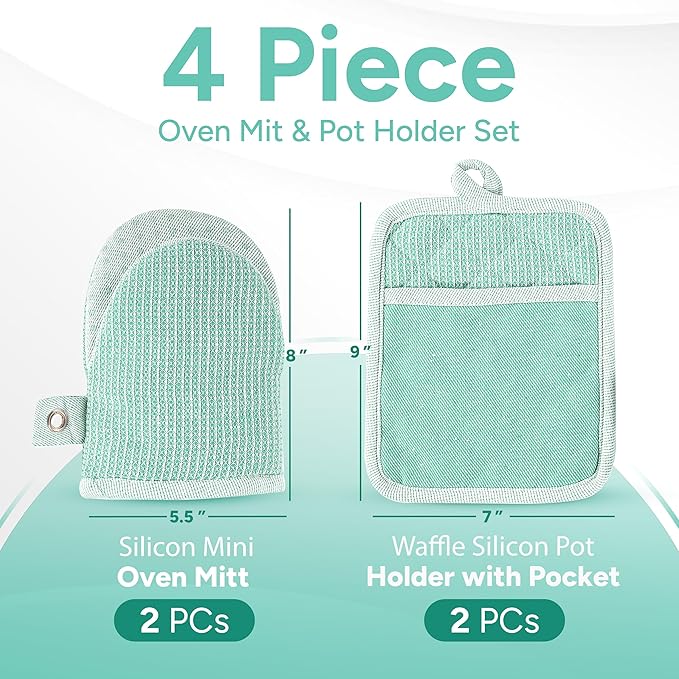 Casa Platino Heat Resistant Oven Mitts & Pot Holders, 4-Piece – Oven Mitt