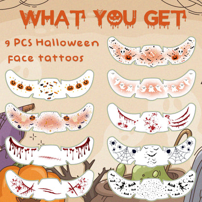 Halloween Costumes Woman 2025-9 Pack Black Bat Freckles Face Tattoos | Halloween Makeup for Adult - Rave Accessories Shirts Pajamas Treats Party Favors Supplies,Halloween Games Toys Gifts Crafts