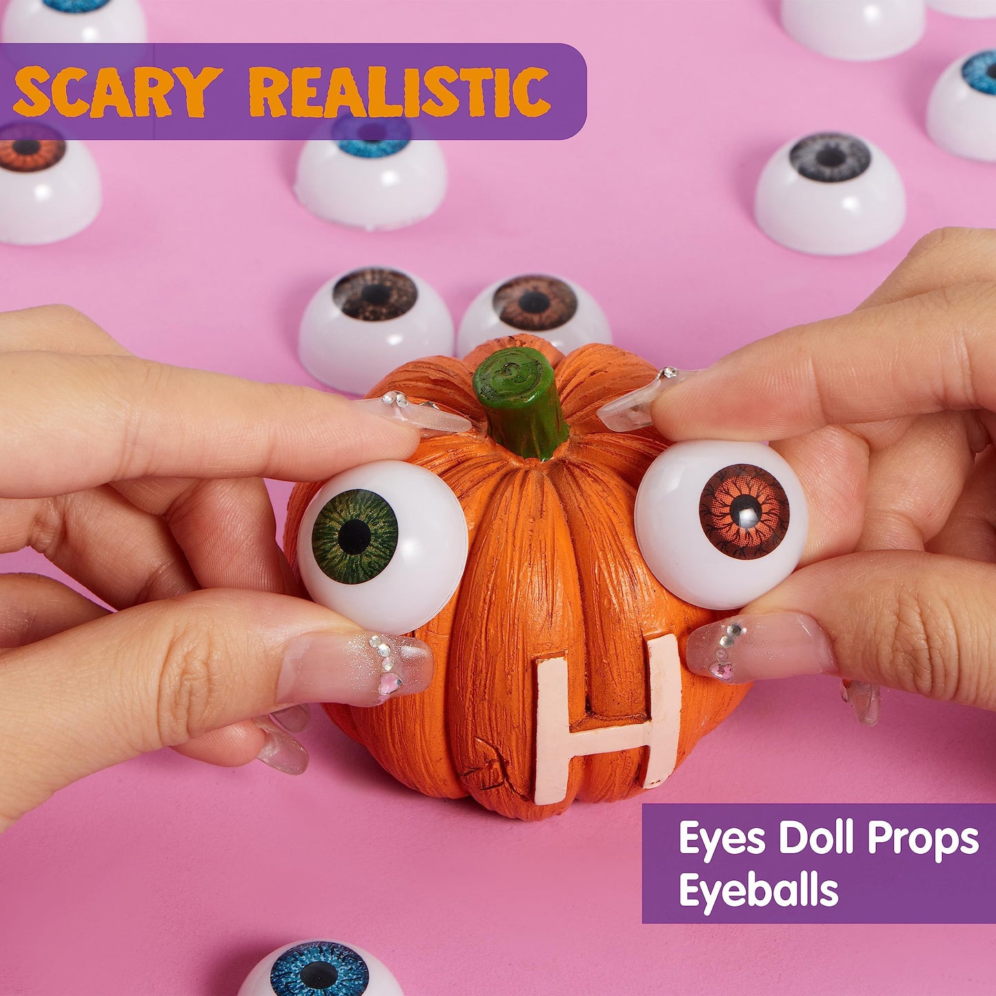 JOYIN 24 PCS Halloween Eyeballs, Trick or Treat Scary Realistic Eyes Prop Supplies, 12 Pair Hollow Plastic Eyeballs for Halloween Party Decoration