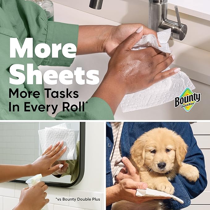 Bounty Quick-Size Paper Towels, 12 Family Triple = 40 Regular Rolls