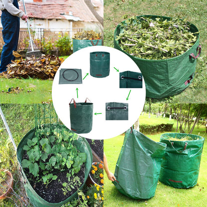 Zucklight Heavy Duty Garden Waste Bags 300 Litre - 3 Sacks Builders Bags Reusable - Industrial Fabric and Handles - Green/Garden Waste Sacks, Garden Bags Heavy Duty with Handles