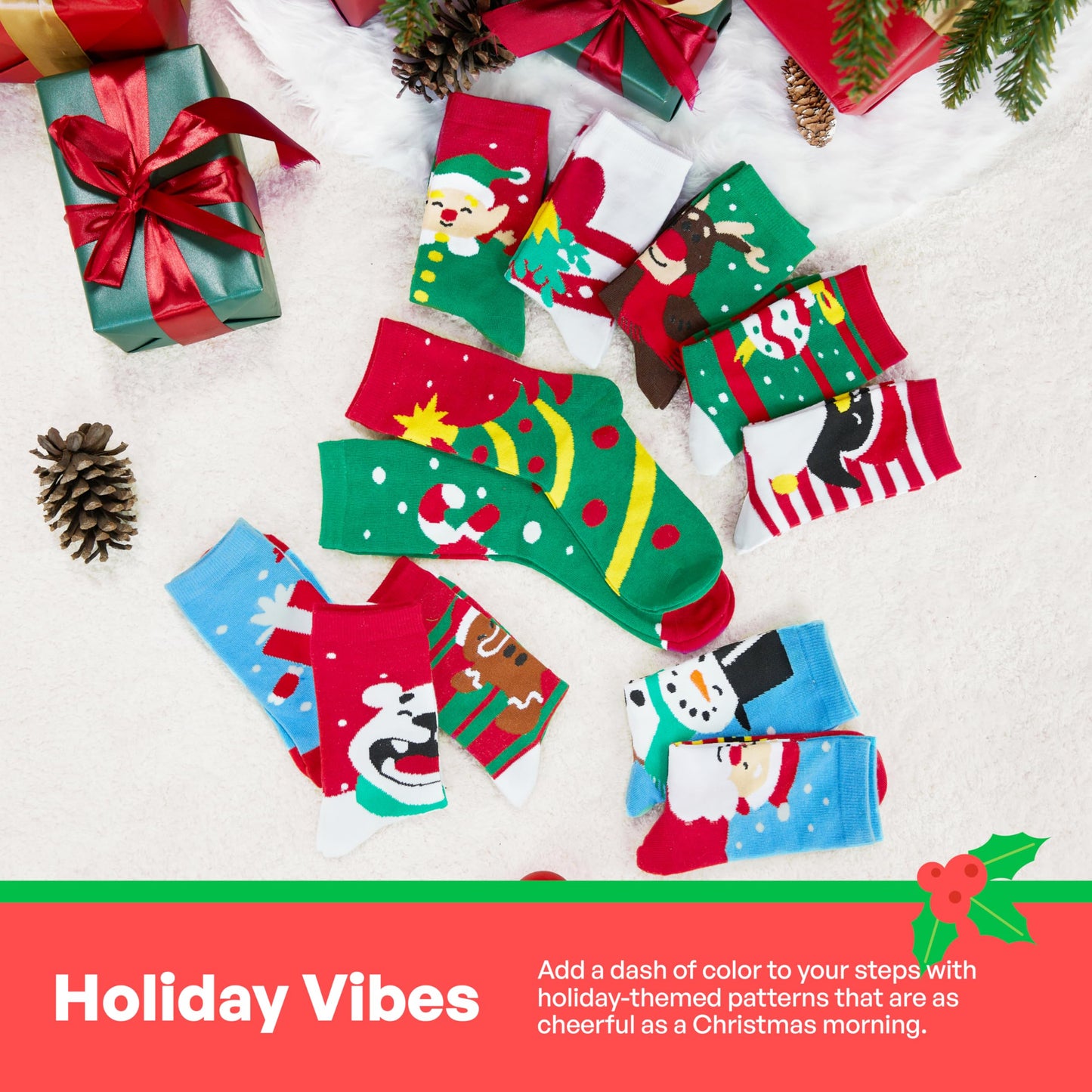 JOYIN 12 Pairs Christmas Socks for Women, Men with Box Christmas Gifts for Teens, Women and Men as Holiday Gifts