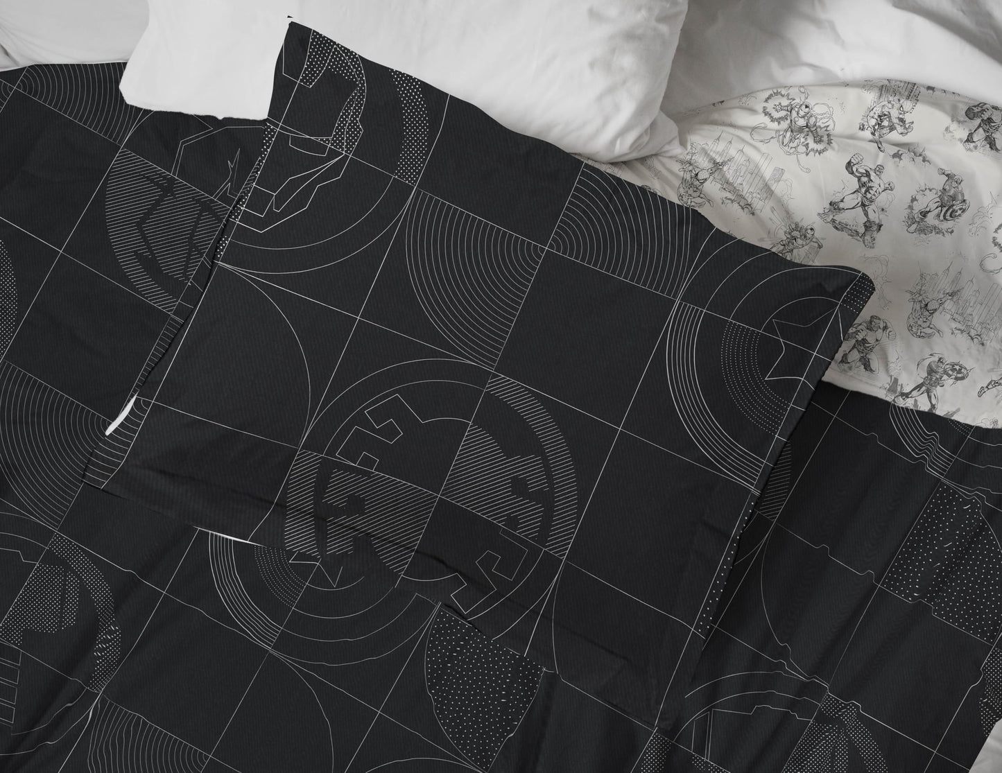 Jay Franco Kids Duvet Cover Set with Sham & Pillowcase – Ultra-Soft Bedding for Room Decor, Cover ONLY Comforter NOT Included, Black - Marvel Comics, 2 Piece Twin