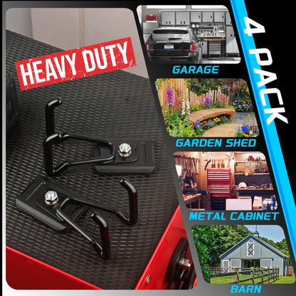 UNUSFIRE Heavy Duty Magnetic Hook, Large Utility Storage Magnetic Garage Hooks, Strong Magnet Hooks for Hanging Power Tool Hose Drill Metal Cart in Garden Workshop Kitchen (4Pack)