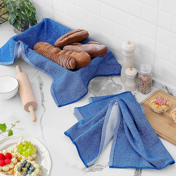 Homaxy Premium Kitchen Towels, Large Cotton Kitchen Hand Towels, Flat and Terry