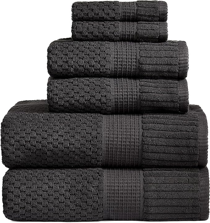 NY Loft 100% Cotton Towel Set 6 Piece | Super Soft & Absorbent Quick-Dry 2 Bath
