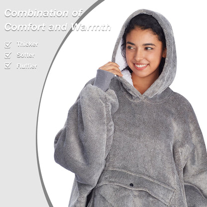 Catalonia Oversized Wearable Blanket Hoodie Sweatshirt, Comfortable Sherpa Lounging Pullover for Adults Men Women Teenagers Wife Girlfriend Gift
