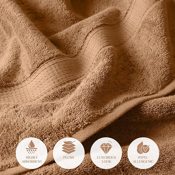 SUPERIOR Egyptian Cotton Pile 6 Piece Towel Set, Includes 2 Bath, 2 Hand
