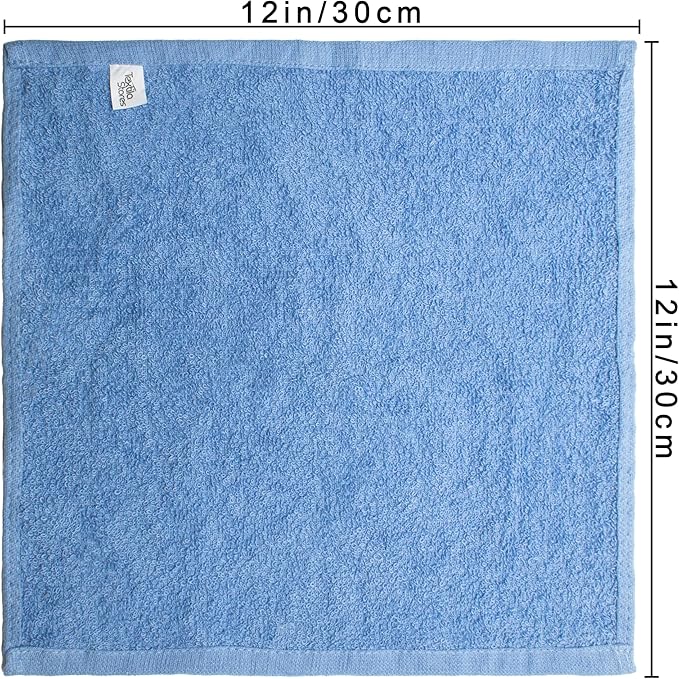 Basic Wash Cloths 12x12 Inches – Bulk Pack of 24 – Blue Color – Soft and