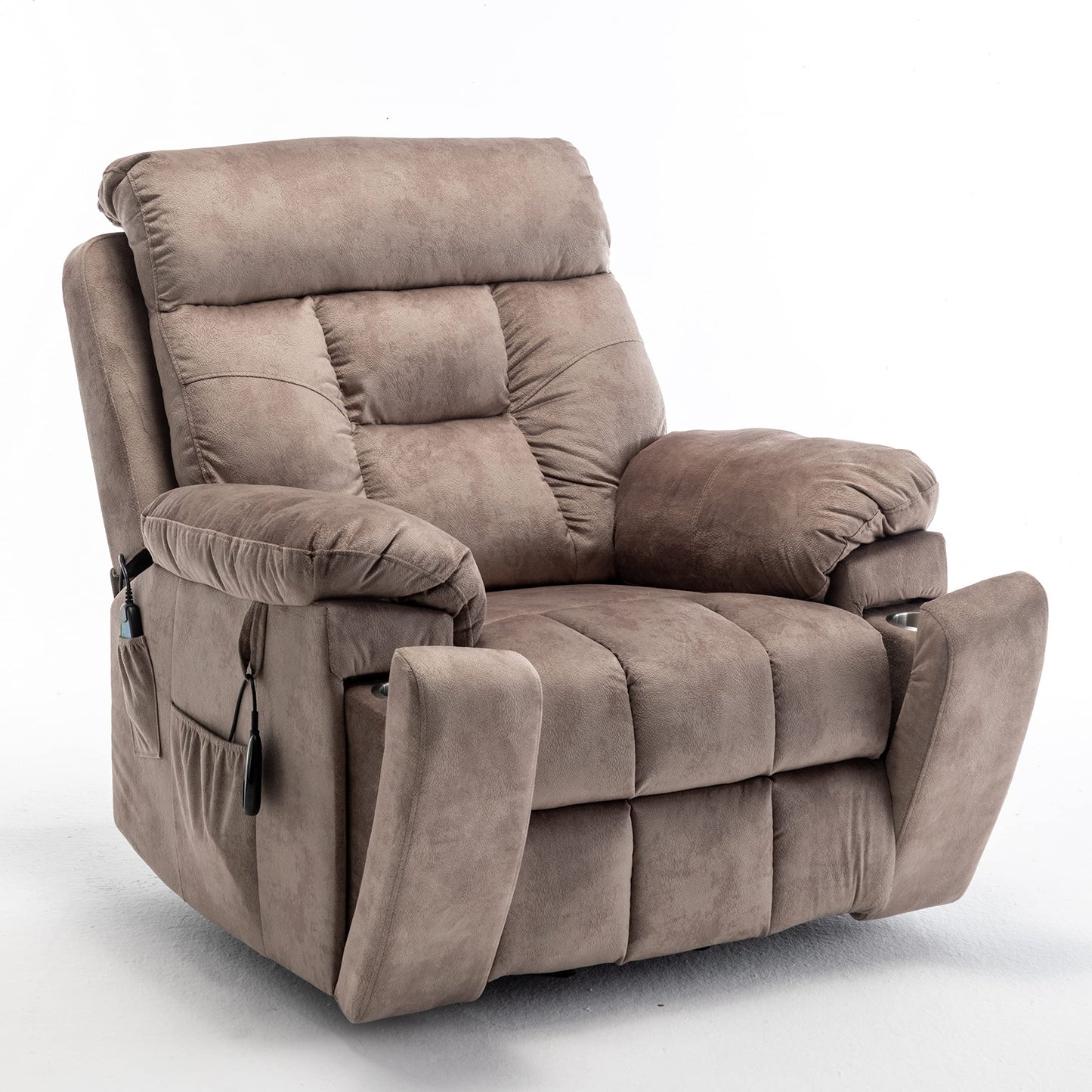 Jintop Electric Power Lift Relax Velvet Sofa Recliners Chair Living Room Furniture,German OKIN Motor,with/8-Point Vibration/5 Modes Massage/Lumbar Heating/Cup Holder,for Elderly,Light Tan