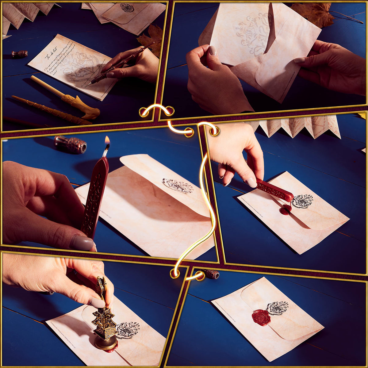 Harry Potter Gifts Writing Set with Wand Pens Stationery Box for Boys Girls Teens Kids Adults with Marauders Map Envelopes Paper Wax Stick Stamp