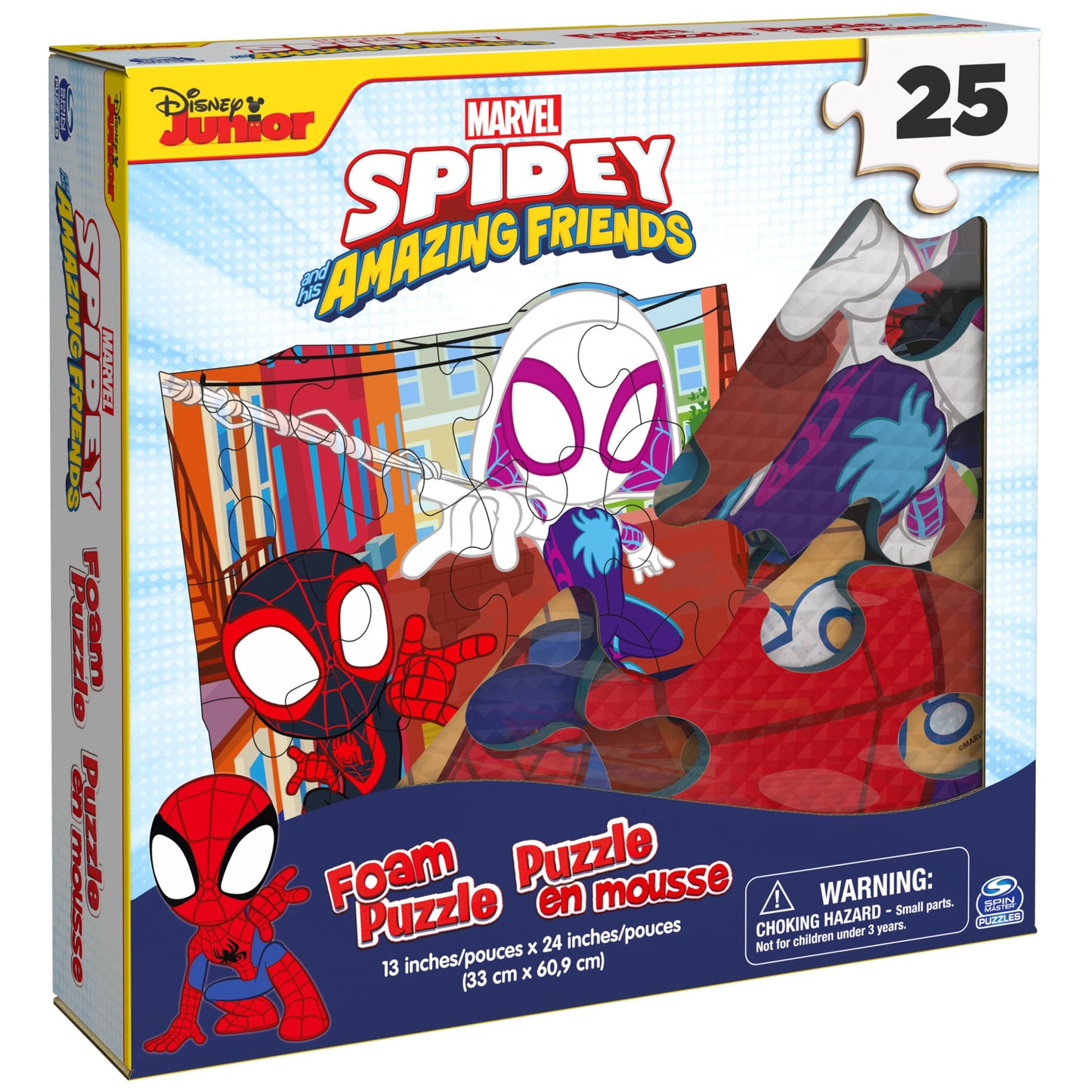 Spin Master Games, Marvel Spidey and His Amazing Friends Puzzles, Squishy Foam Puzzle, 25 Pieces, Spiderman Toys, for Ages 4 & Up