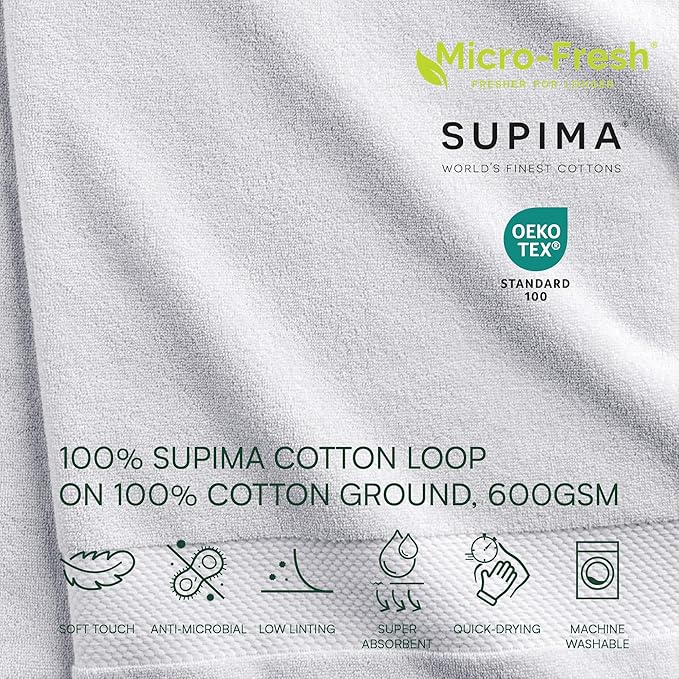 Lacoste Heritage 100% Supima Cotton Bath Towel, Premium Super Soft Bath Towel