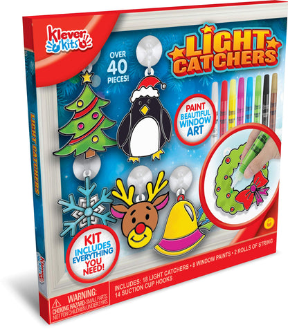 JOYIN Christmas 18 PCS Window Sun Catchers DIY Paint Art and Craft Kit, Make Your Own Window Clings for Christmas Holiday Decorations,Kids Art Project