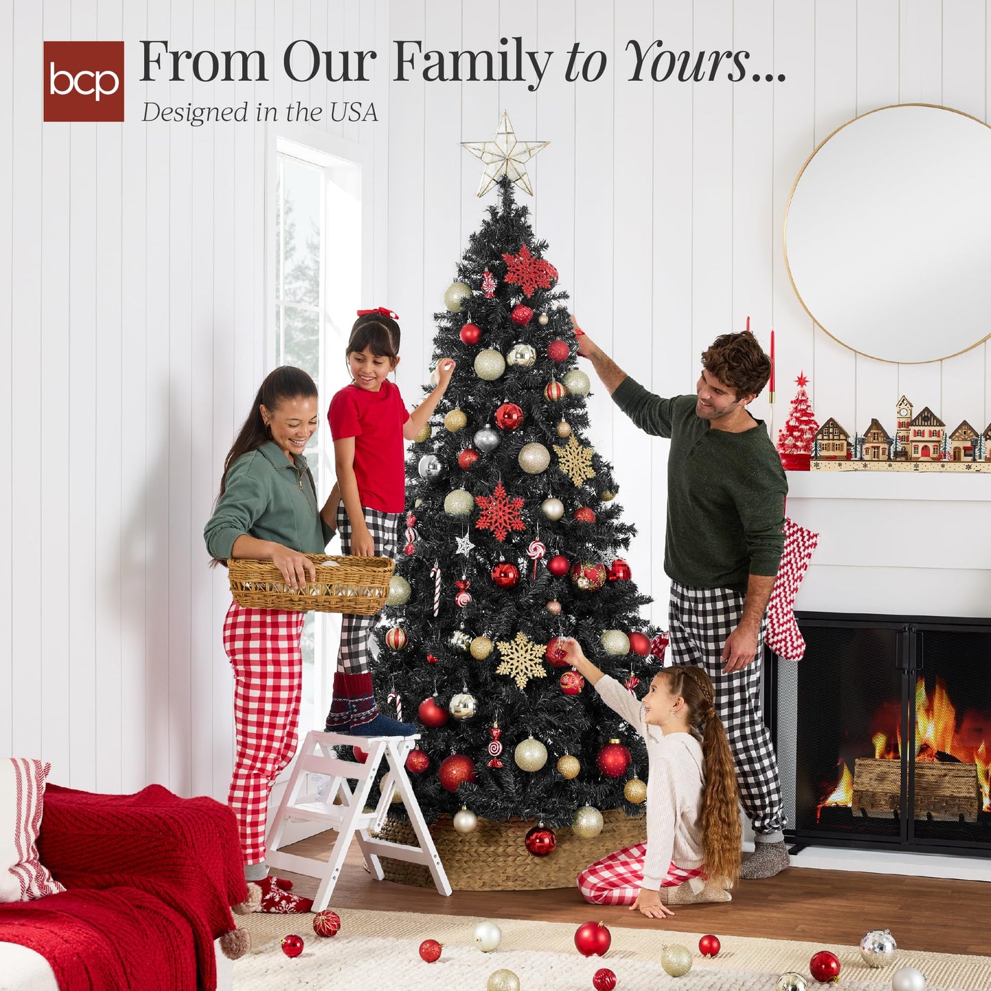 Best Choice Products 6ft Artificial Full Black Christmas Tree Seasonal Holiday Decoration for Home, Office, Party Decoration w/ 947 PVC Branch Tips, Metal Hinges, Foldable Base