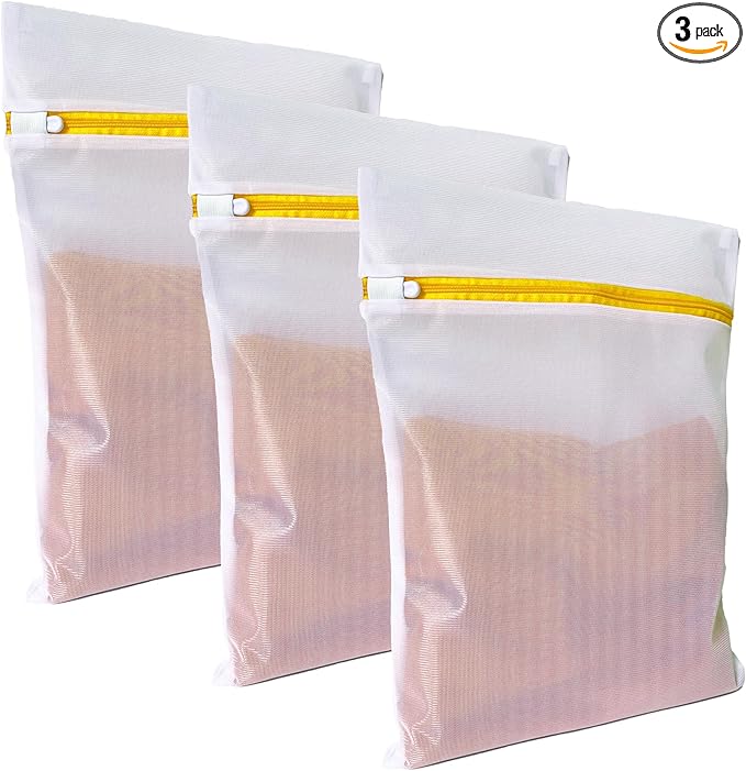 3 Pack Mesh Laundry Bags for Delicates 16inx20in, Dryer Safe, Breathable Fine
