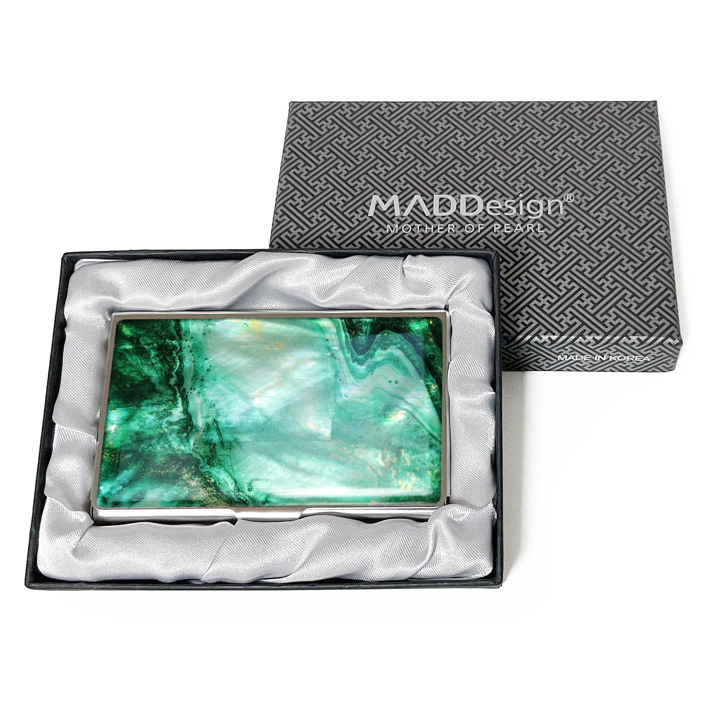 MADDesign Mother of Pearl Business Card Case Carrier Holder Wallet (Marble Green)