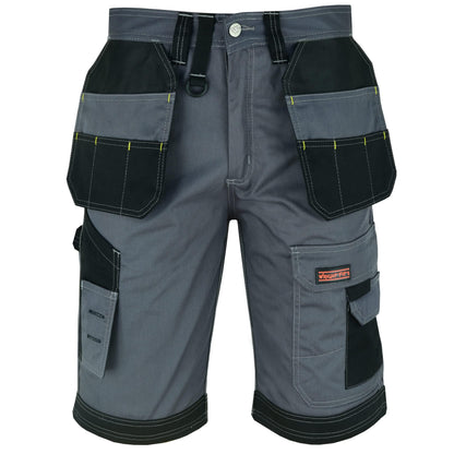 WrightFits Men Holster Work Shorts - Heavy Duty Safety Combat Cargo Summer Shorts - Multi Pockets - Triple Stitched - Durable Workwear Grey 32 W