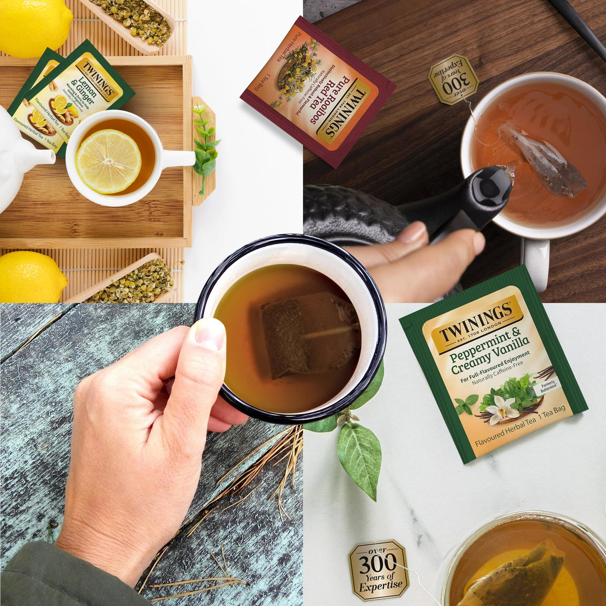 Twinings 48 Tea Bags Herbal Variety Pack – 12 Caffeine-Free Flavors + 20 Honey Sticks, Relaxing Herbal Tea Gift Set for Tea Lovers, Bedtime & Daily Wellness