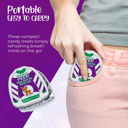 4E's Novelty Humorous "Christmas Poop" Candy Breath Mint Tins, 4 Pack Ugly Sweater Tins Funny Christmas Candy Stocking Stuffer for Kids Teens Adults Boys Girls Unique Funny Gag Gift White Elephant Gift Exchange for Men Women